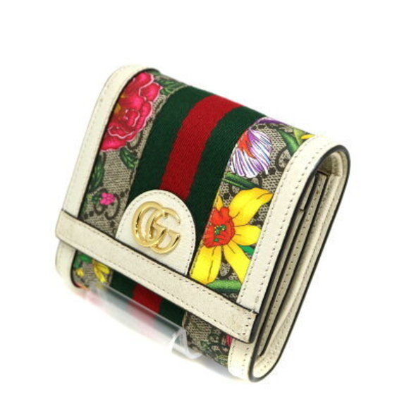 GUCCI Wallet Leather White Beige Multicolor - Picture 1 of 6